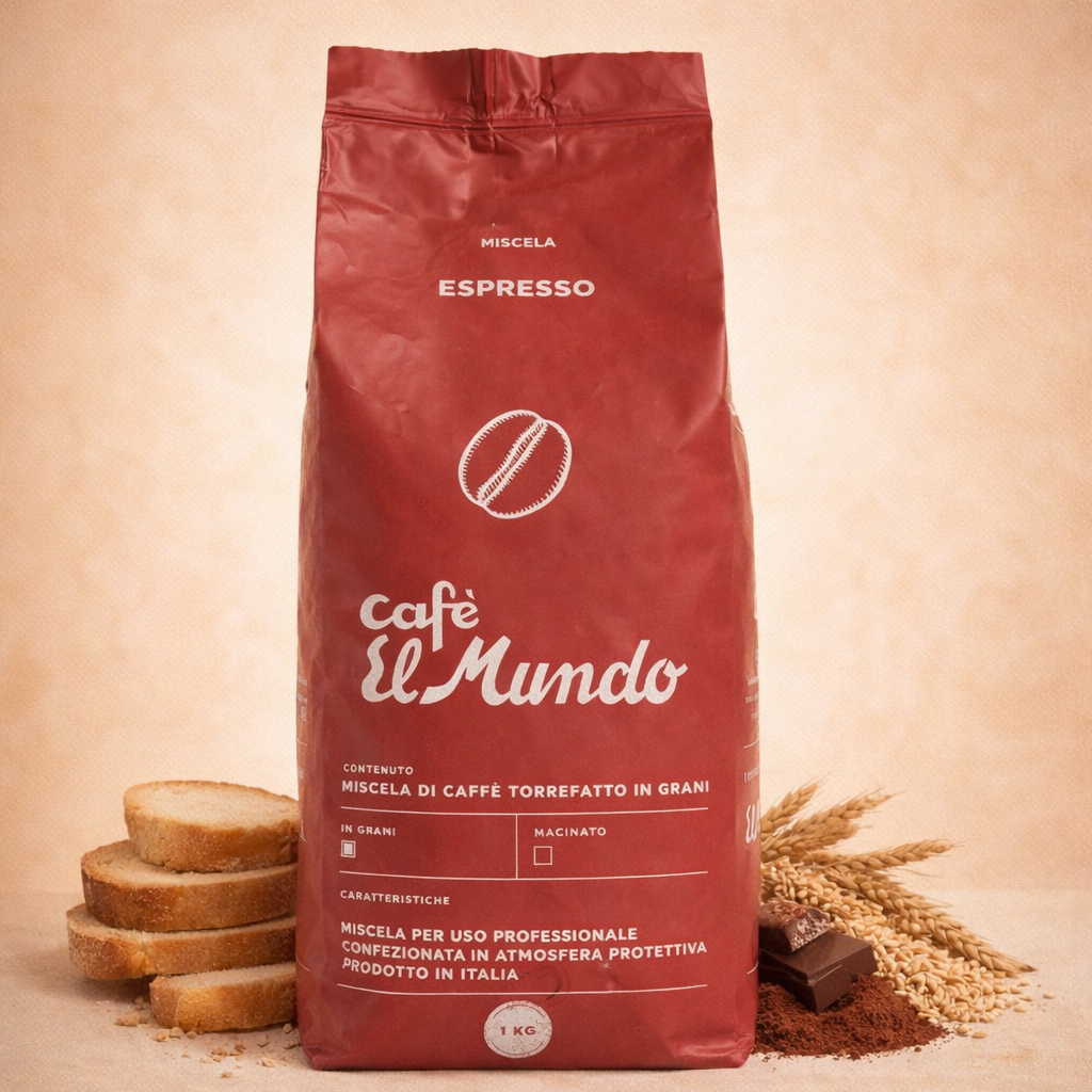 Café El Mundo Espresso Rosso – Kräftige Röstnoten mit Kakao – Espresso Intenso Blend