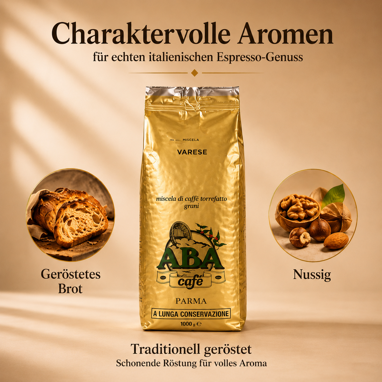 CAFÉ ABA – Aromatisch, vollmundig und herrlich nussig – Espresso Komposition
