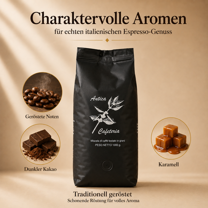 ANTICA CAFETERIA – Traditioneller Genuss mit feiner Karamellnote  – Espresso Komposition