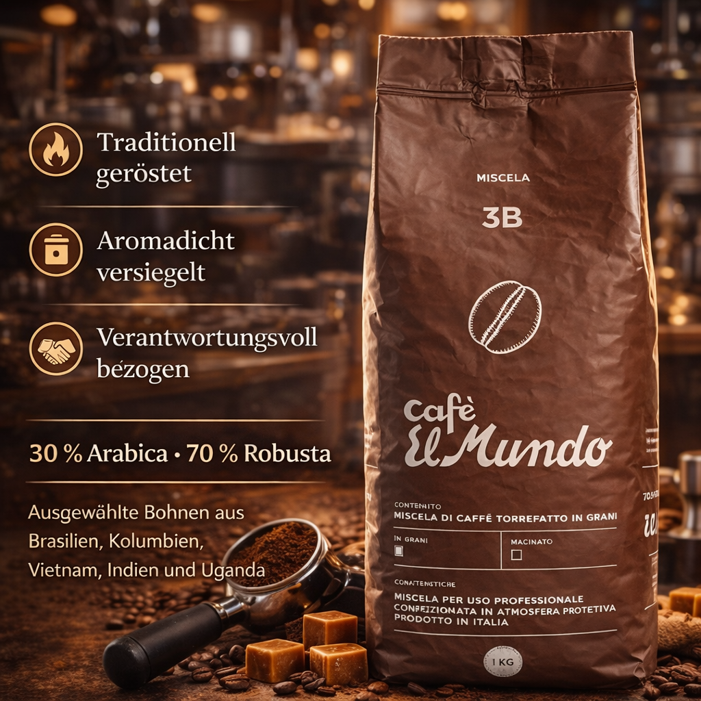 Café El Mundo BBB – Kräftige Röstnoten mit Karamell – Espresso Intenso Blend