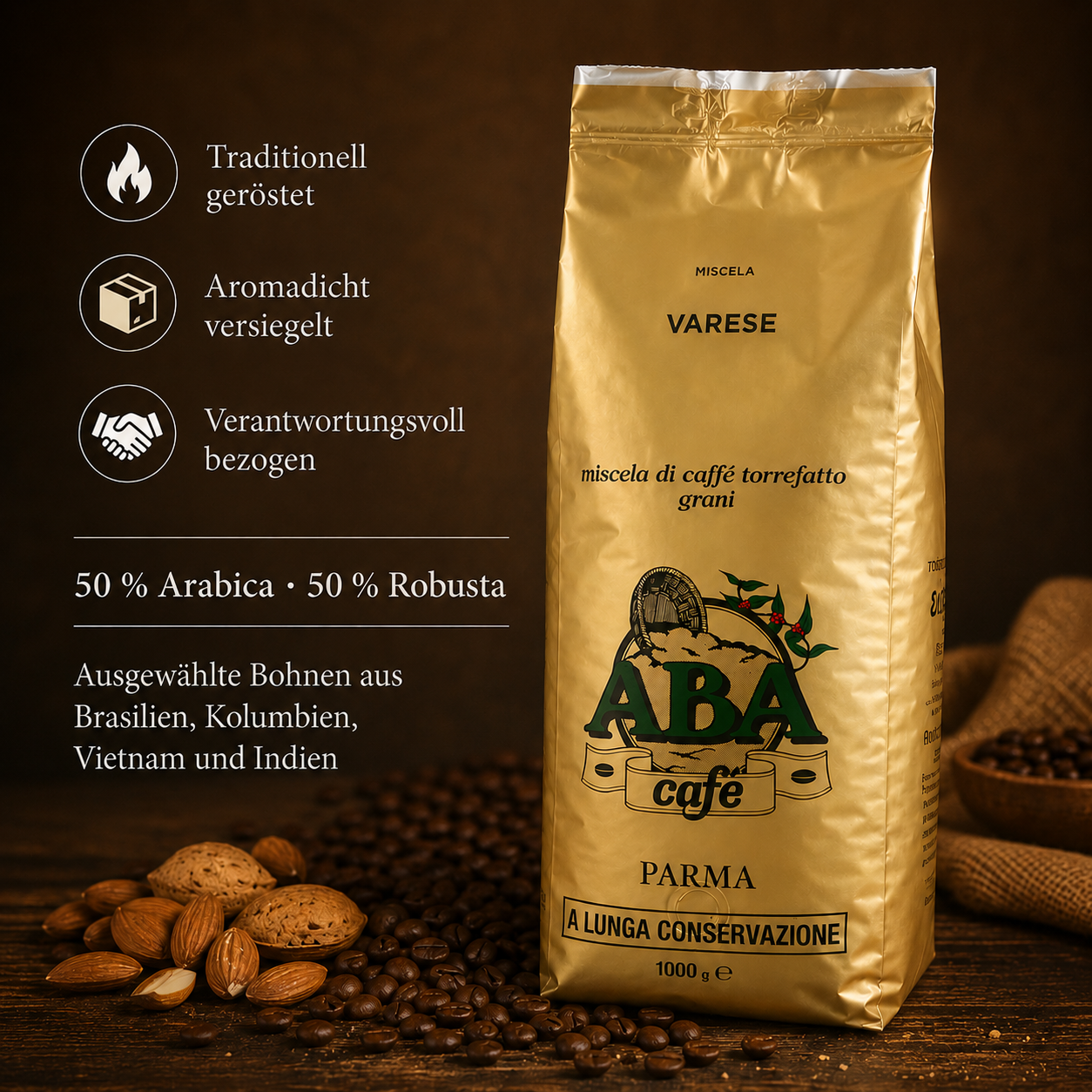 CAFÉ ABA – Aromatisch, vollmundig und herrlich nussig – Espresso Komposition