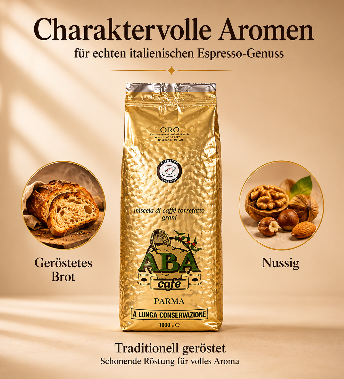 CAFÉ ABA – Aromatisch, vollmundig und herrlich nussig – Espresso Komposition
